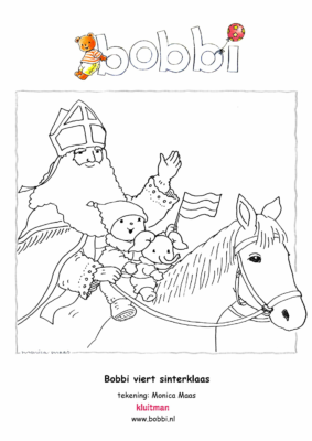 Sinterklaaskleurplaat Bobbi op het paard
